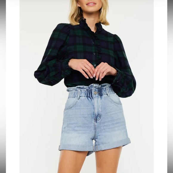 Kancan Ultra High Rise Paperbag Denim Shorts main image 1